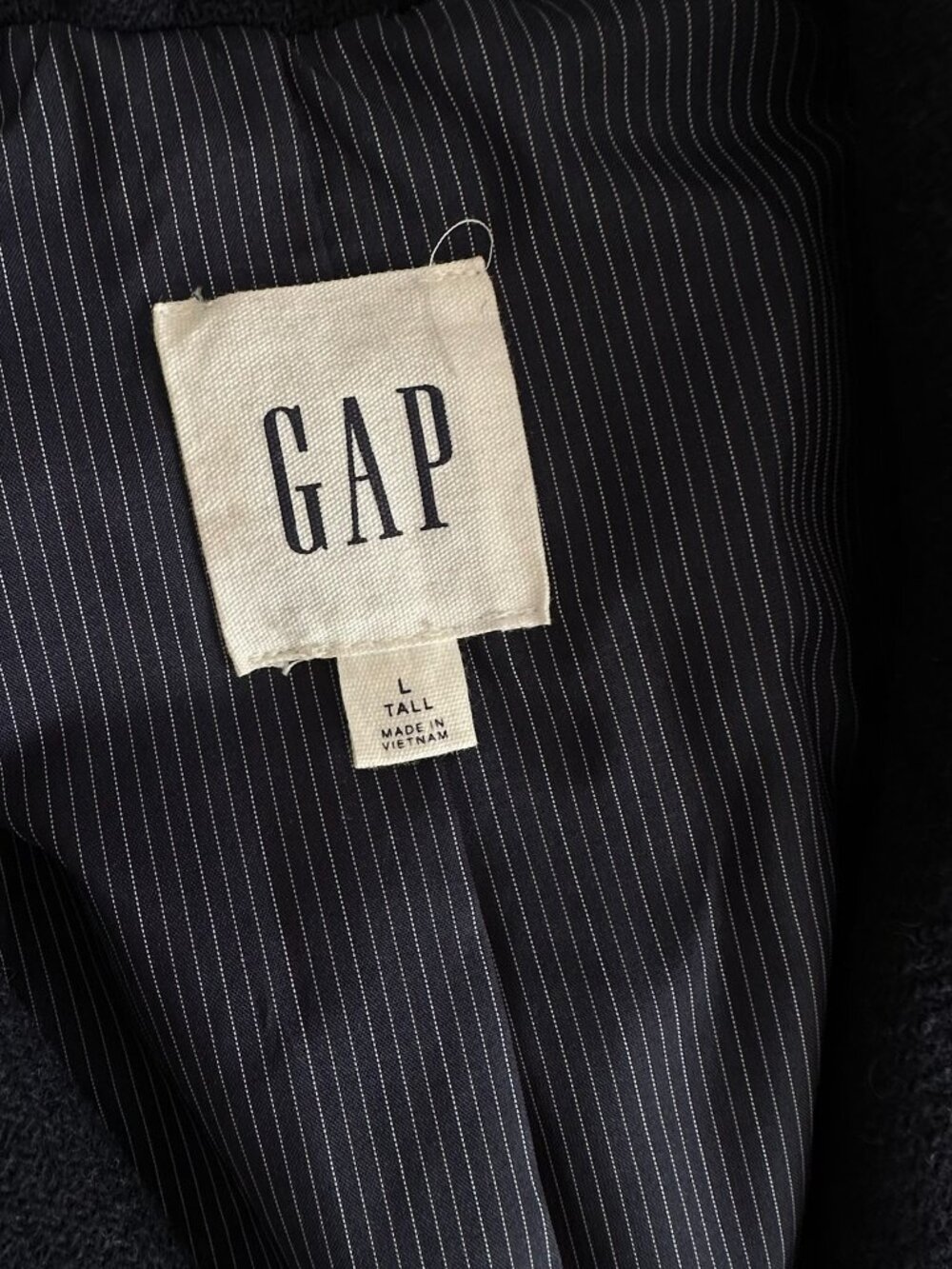 GAP Men’s Wool Blend Navy Topcoat Overcoat Large Tall L Tall - Picture 10 of 12